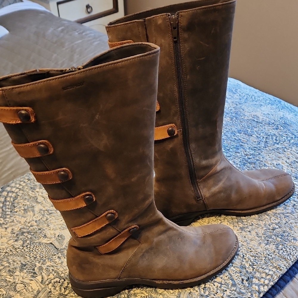 Brown Leather Knee-High Boots